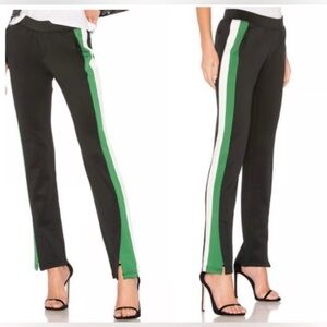 PAM & GELA Black Green/ & White Stripe Side Slits Joggers Size P Like New